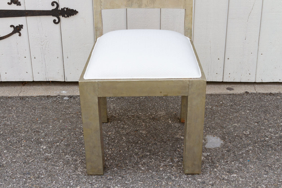 Vintage Silver Linen Dining Chair