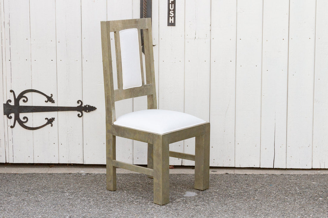 Vintage Silver Linen Dining Chair