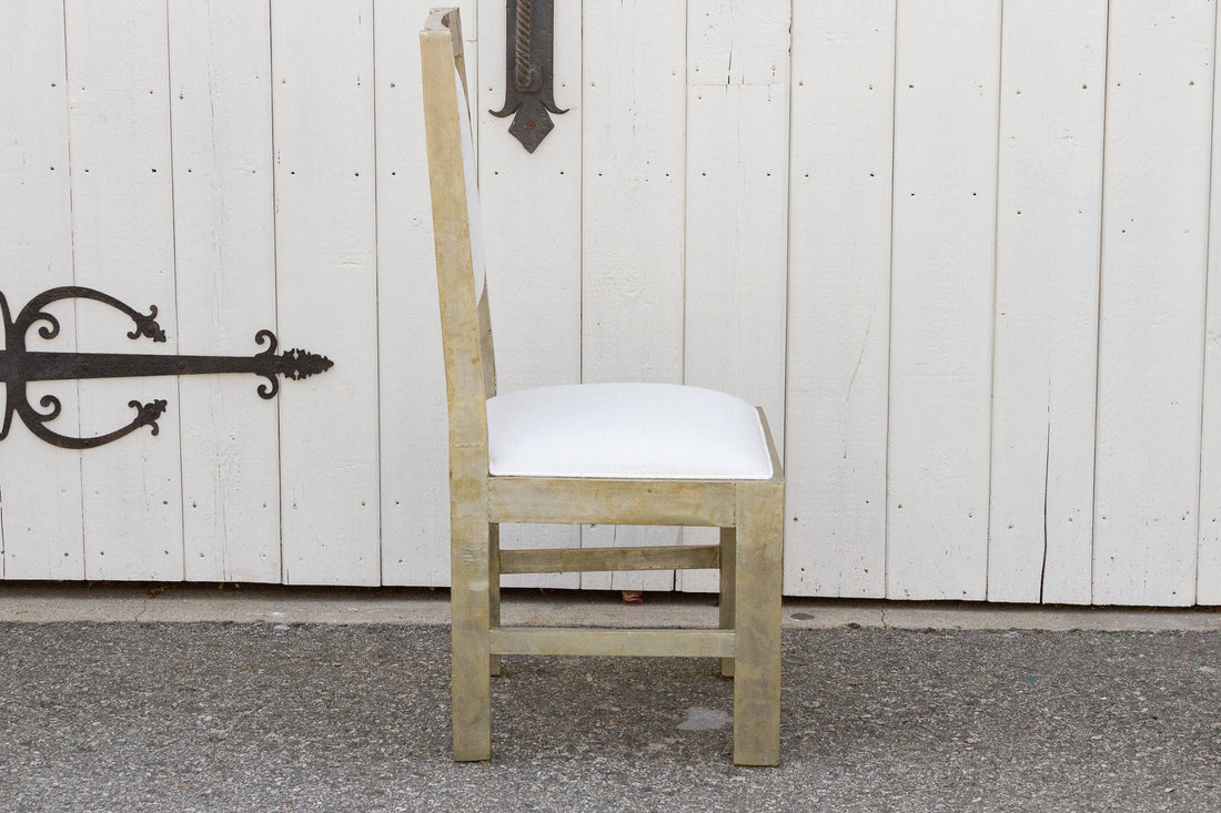 Vintage Silver Linen Dining Chair