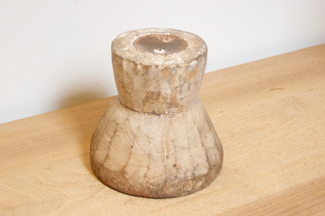 Rustic Farmhouse Teak Candle Holder-Puri