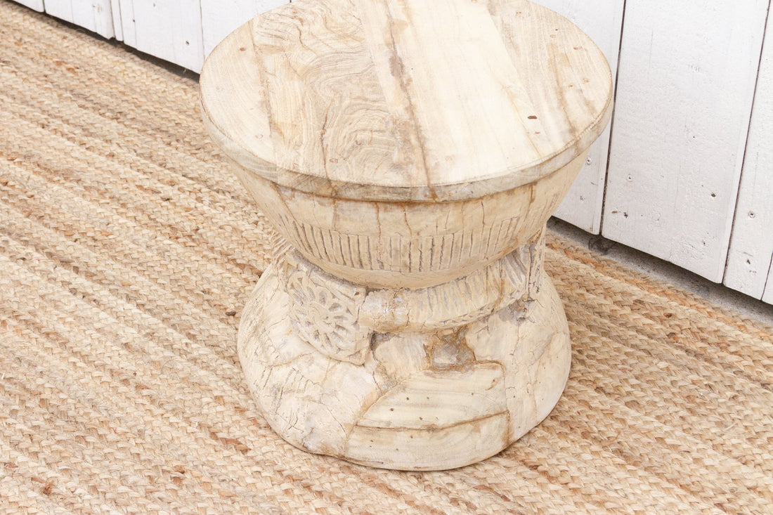Antique Rustic Bleached Teak Stool