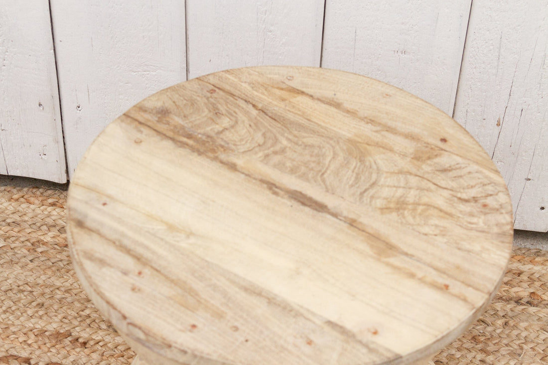 Antique Rustic Bleached Teak Stool