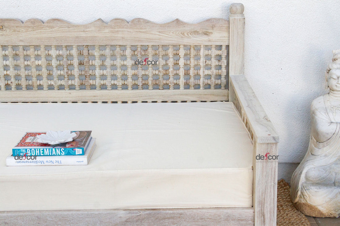 Sun-Bleached Serenity Moroccan Mousharabi Teak Daybed