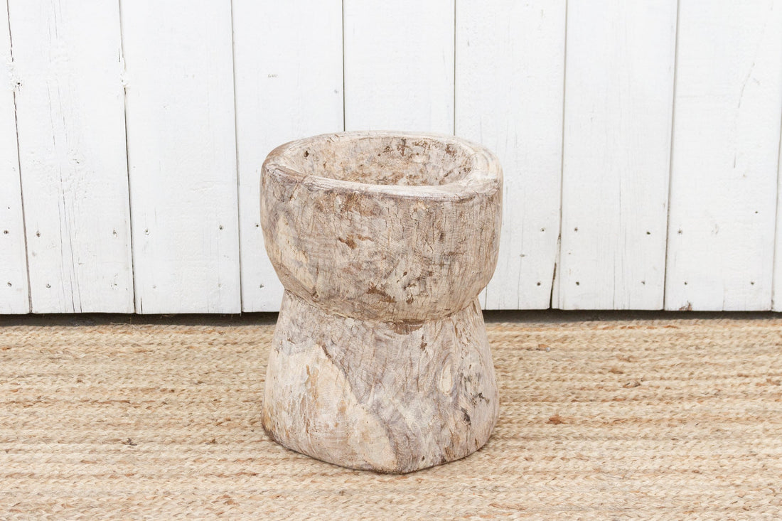 Antique Farmhouse Teak Grinder Pot