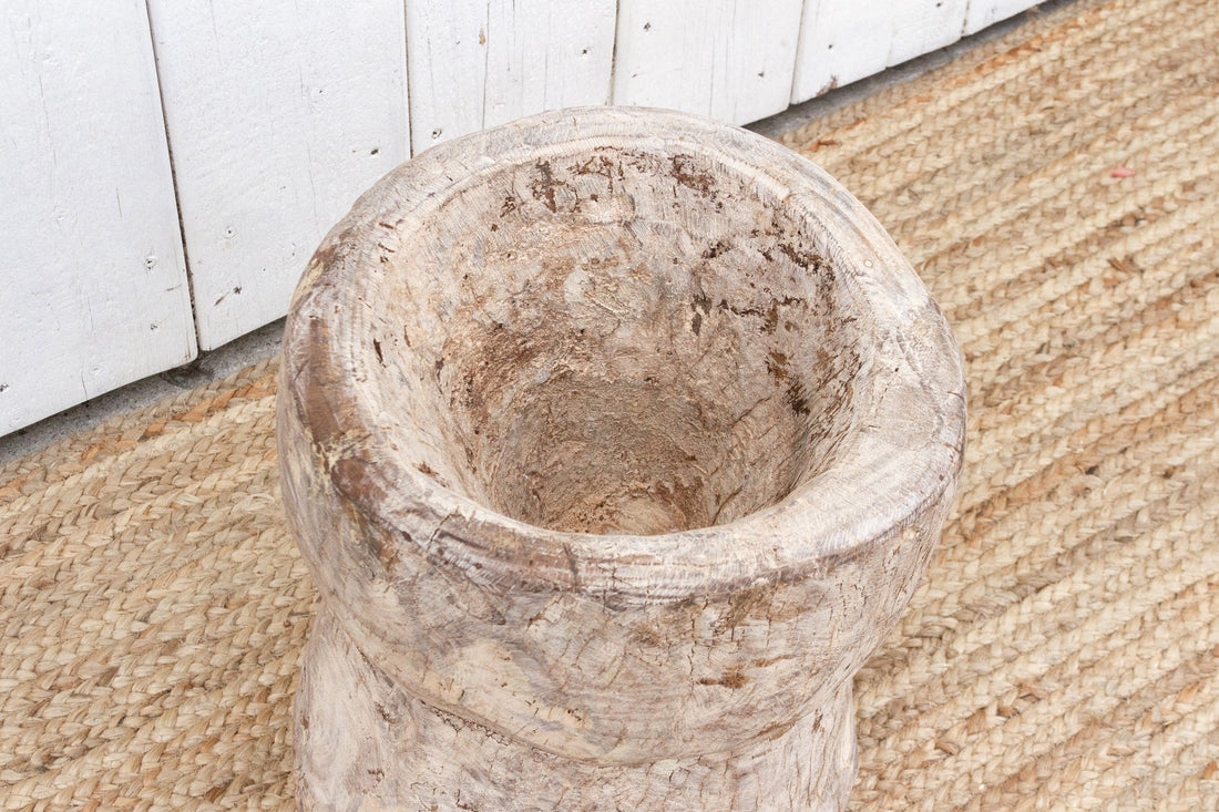 Antique Farmhouse Teak Grinder Pot