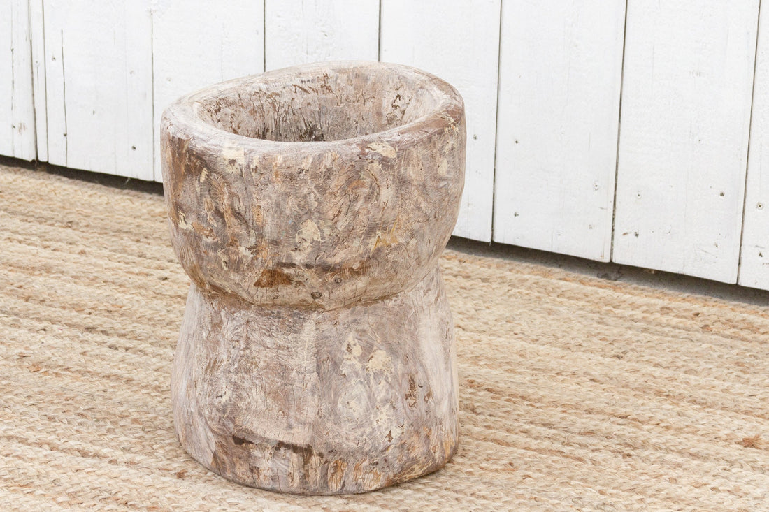 Antique Farmhouse Teak Grinder Pot