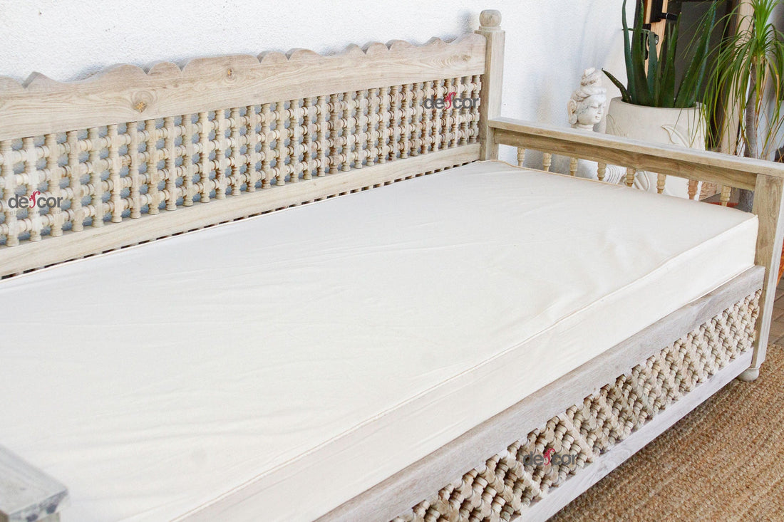 Sun-Bleached Serenity Moroccan Mousharabi Teak Daybed