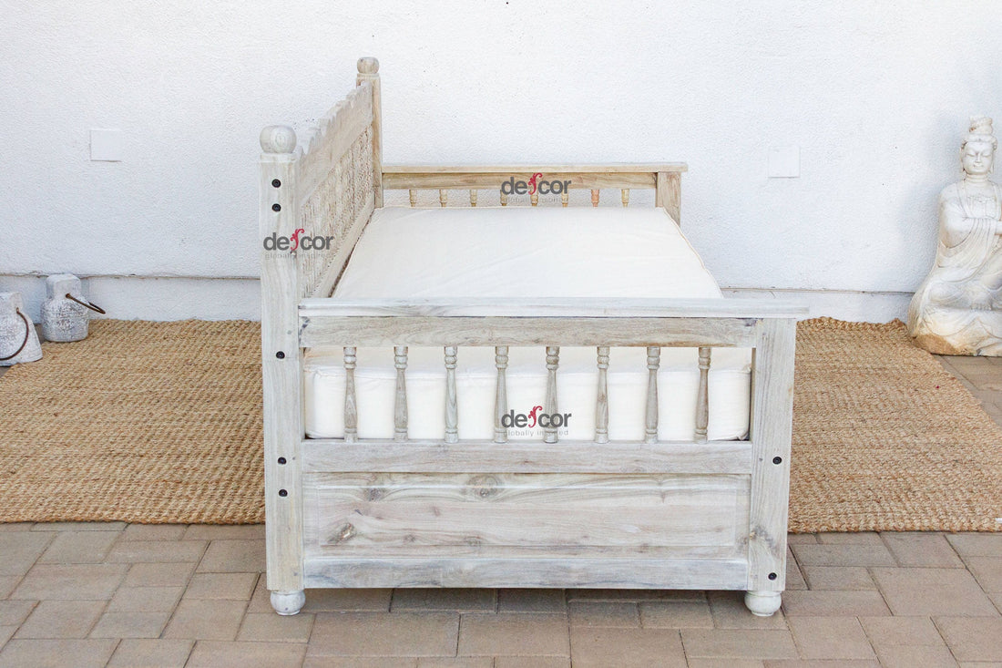 Sun-Bleached Serenity Moroccan Mousharabi Teak Daybed