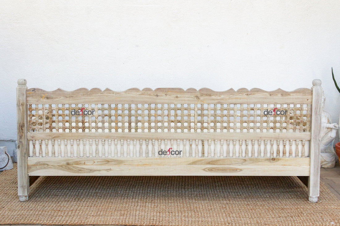 Sun-Bleached Serenity Moroccan Mousharabi Teak Daybed