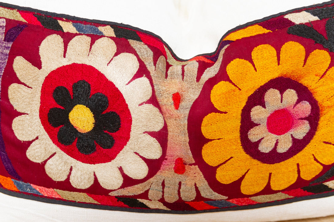 Freesia Antique Uzbek Suzani Linen Pillow