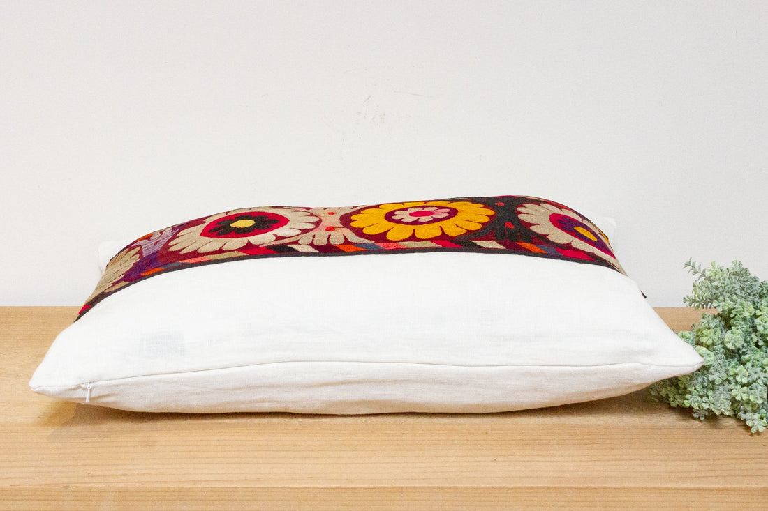 Freesia Antique Uzbek Suzani Linen Pillow