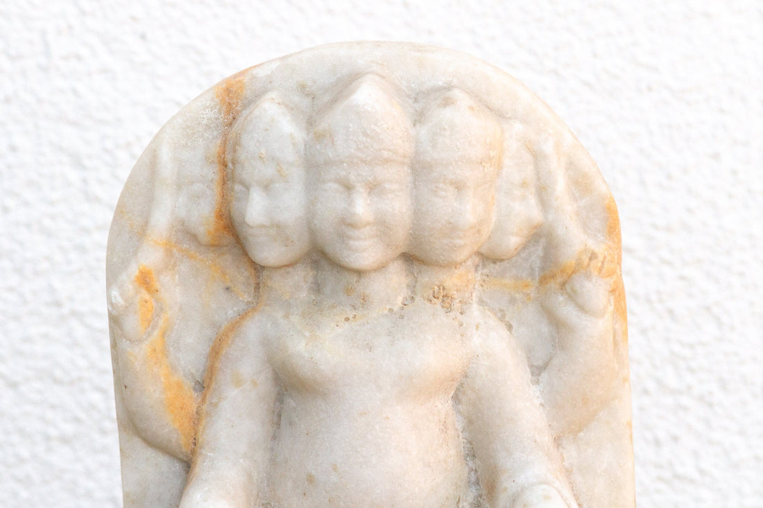 Antique White Marble Indian Deity Sculpture