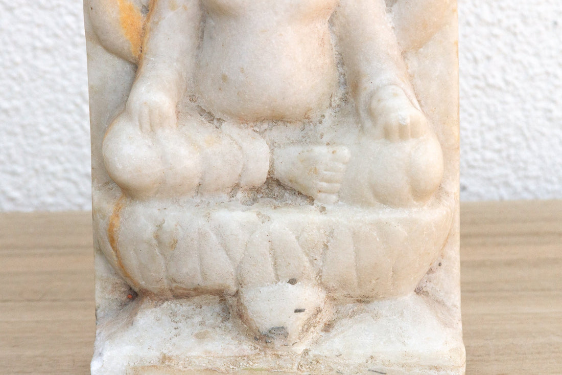 Antique White Marble Indian Deity Sculpture