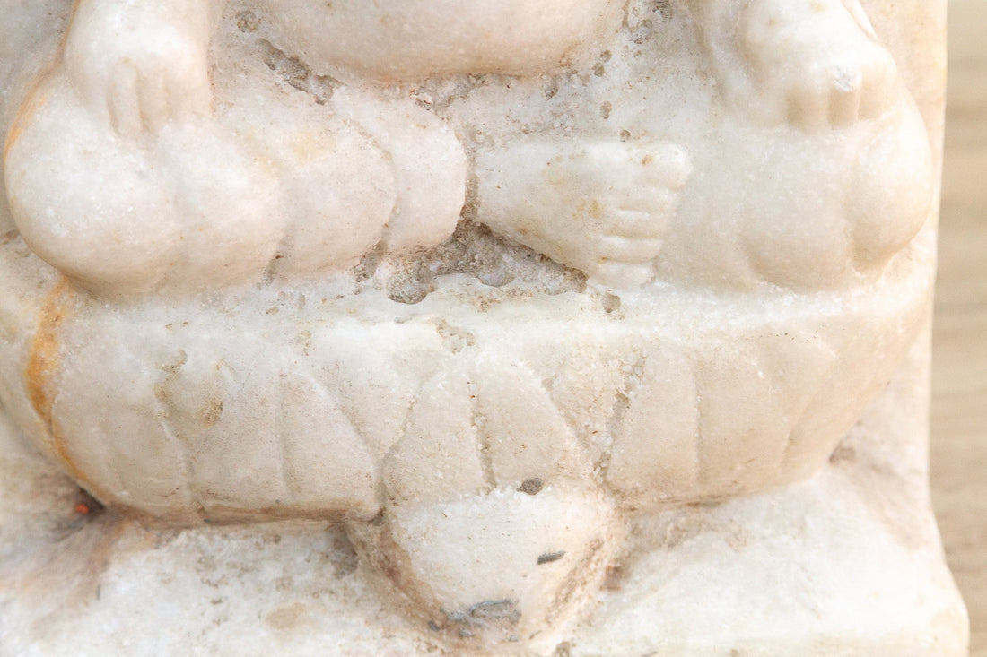 Antique White Marble Indian Deity Sculpture