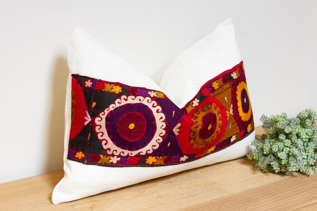 Jana Antique Uzbek Suzani Linen Pillow