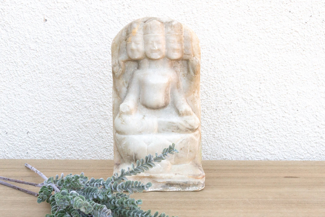 Antique Indian Marble Brahma Statue