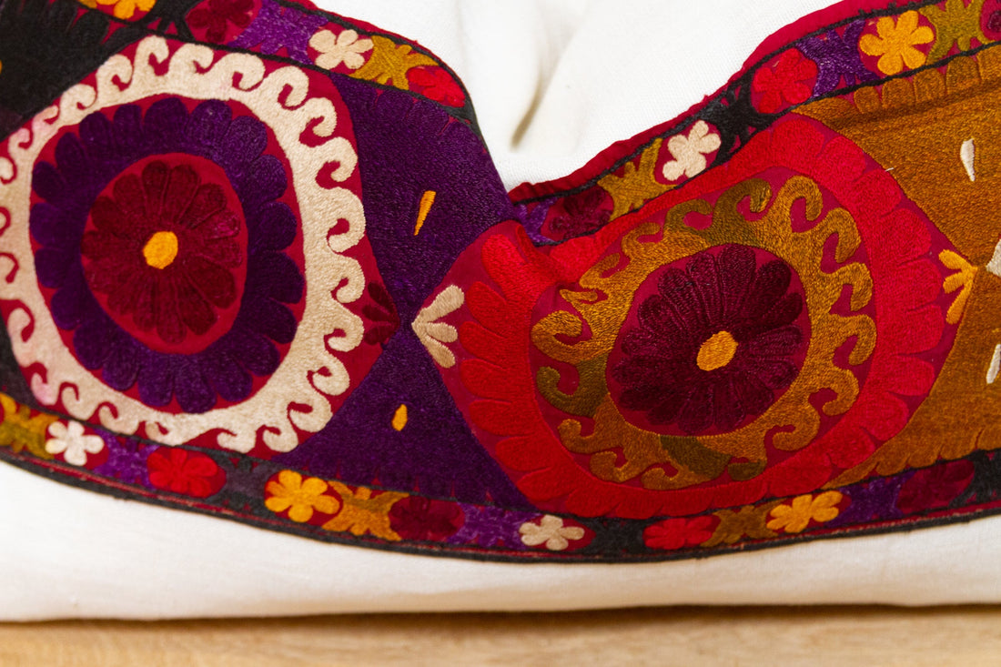 Jana Antique Uzbek Suzani Linen Pillow