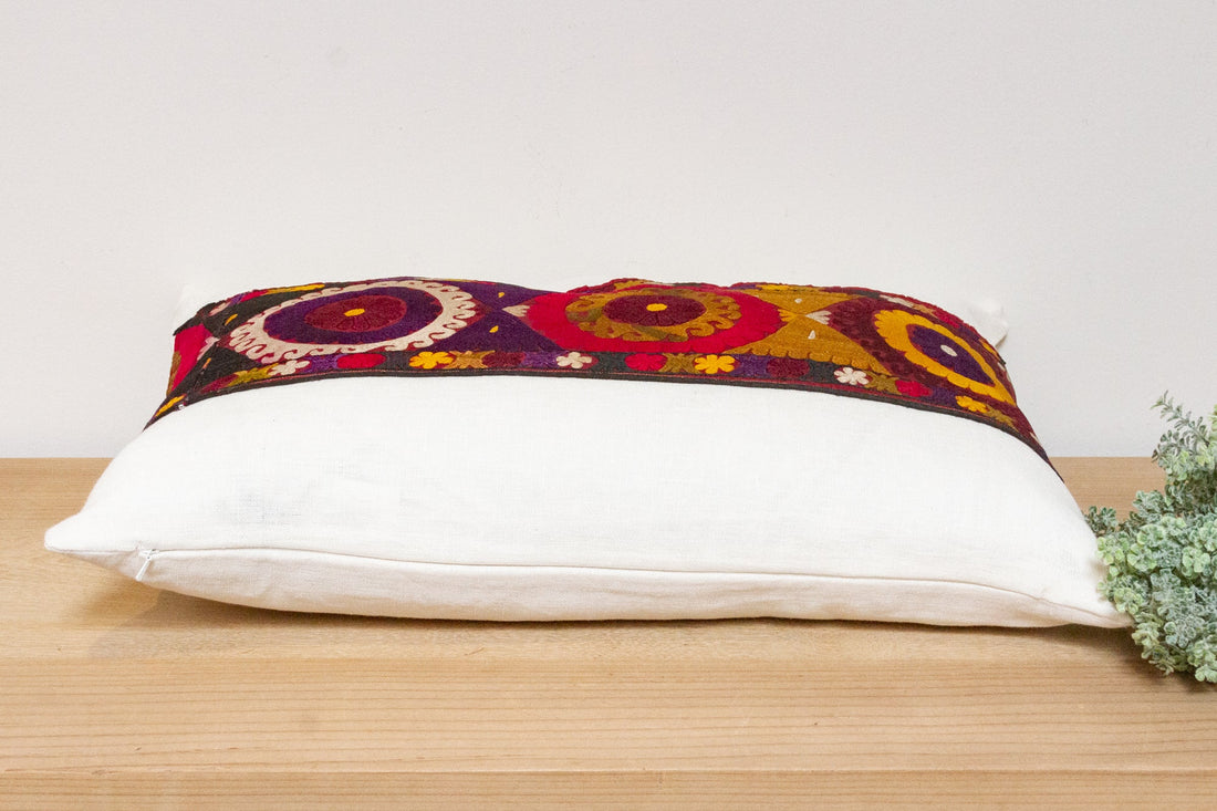 Jana Antique Uzbek Suzani Linen Pillow