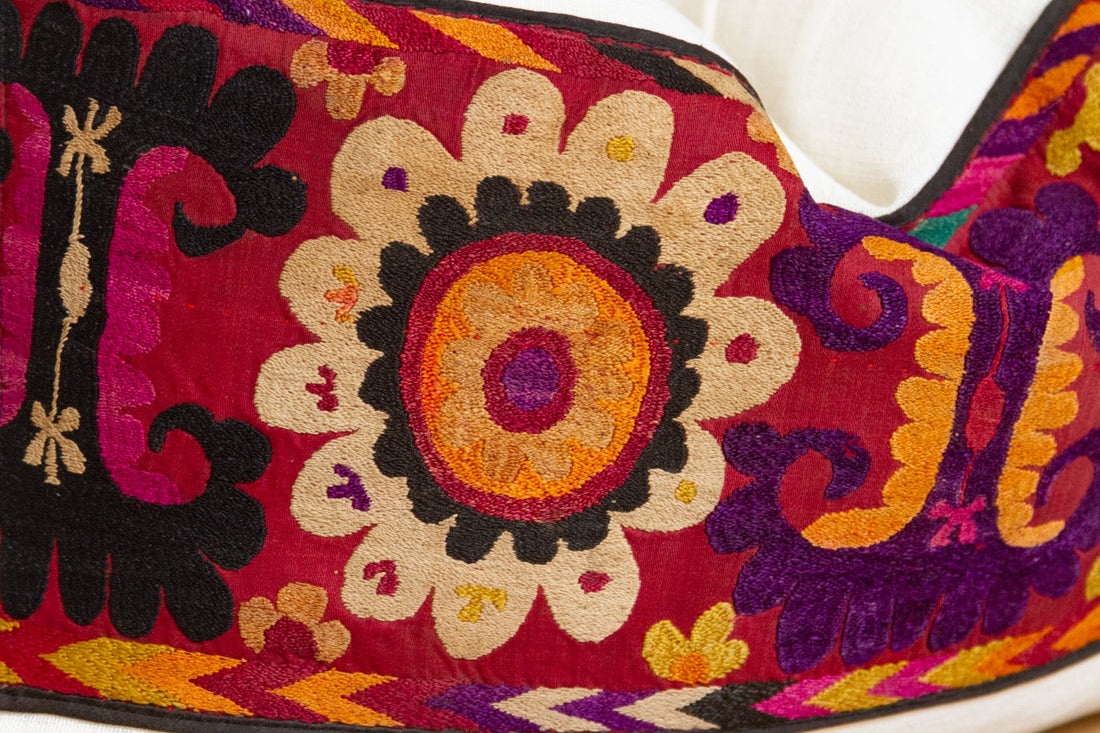 Jouri Antique Uzbek Suzani Linen Pillow