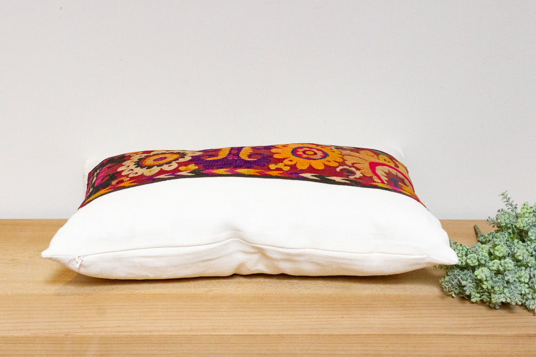 Jouri Antique Uzbek Suzani Linen Pillow