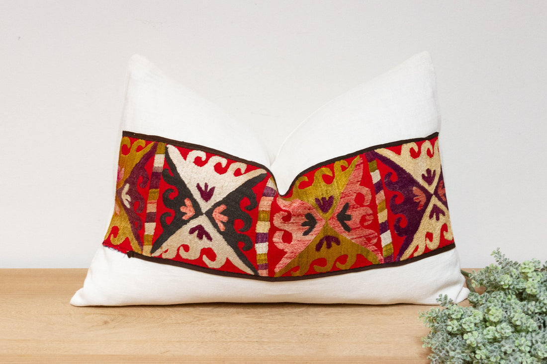 Dalia Antique Uzbek Suzani Linen Pillow