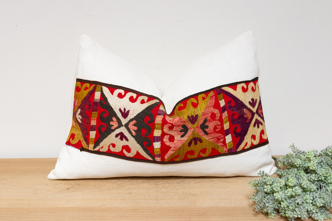 Dalia Antique Uzbek Suzani Linen Pillow