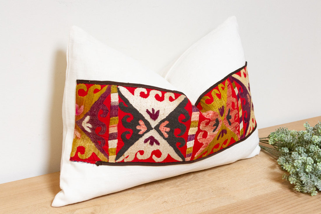 Dalia Antique Uzbek Suzani Linen Pillow