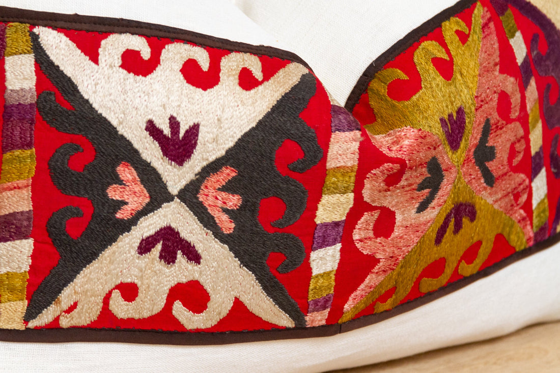 Dalia Antique Uzbek Suzani Linen Pillow