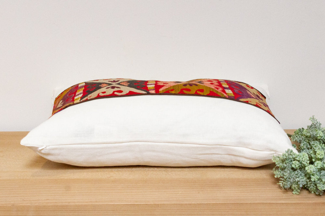 Dalia Antique Uzbek Suzani Linen Pillow