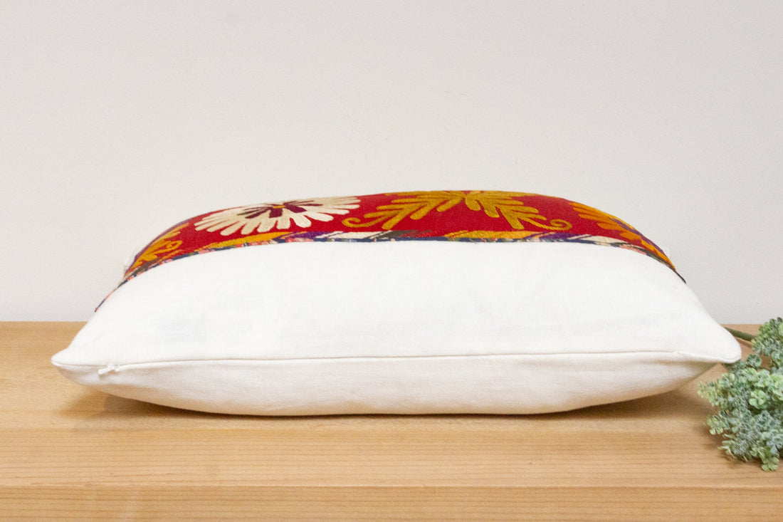 Antique Uzbek Suzani Linen Pillow