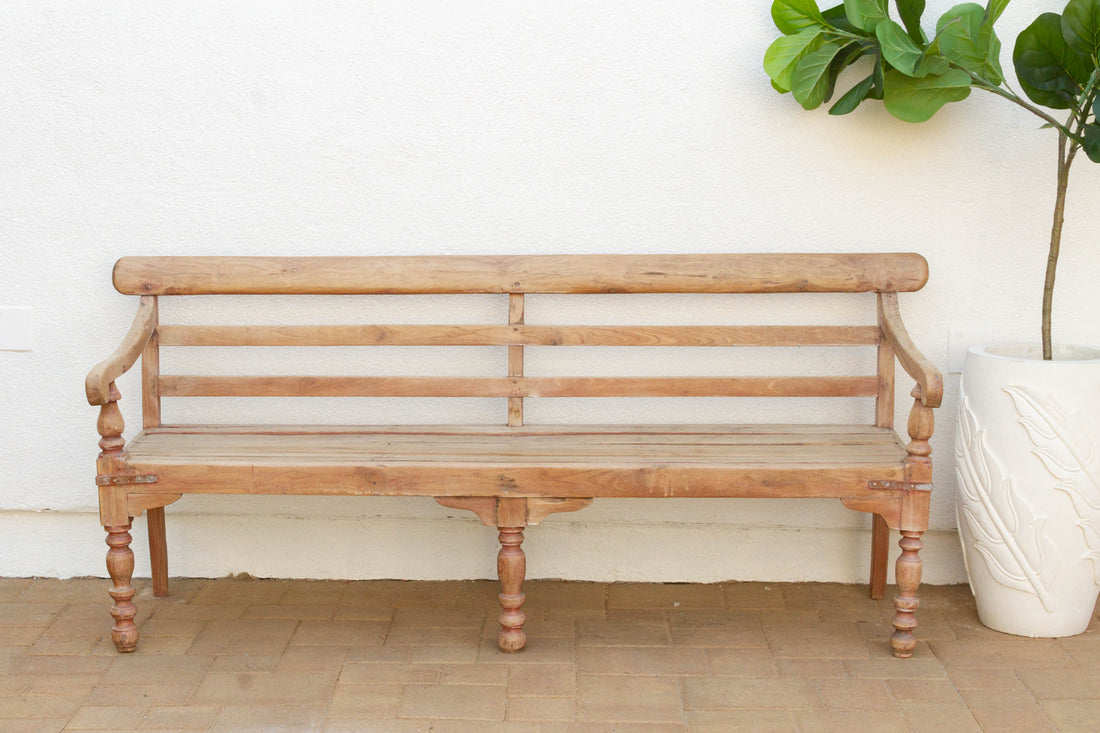 Bleached Teak Colonial Bench