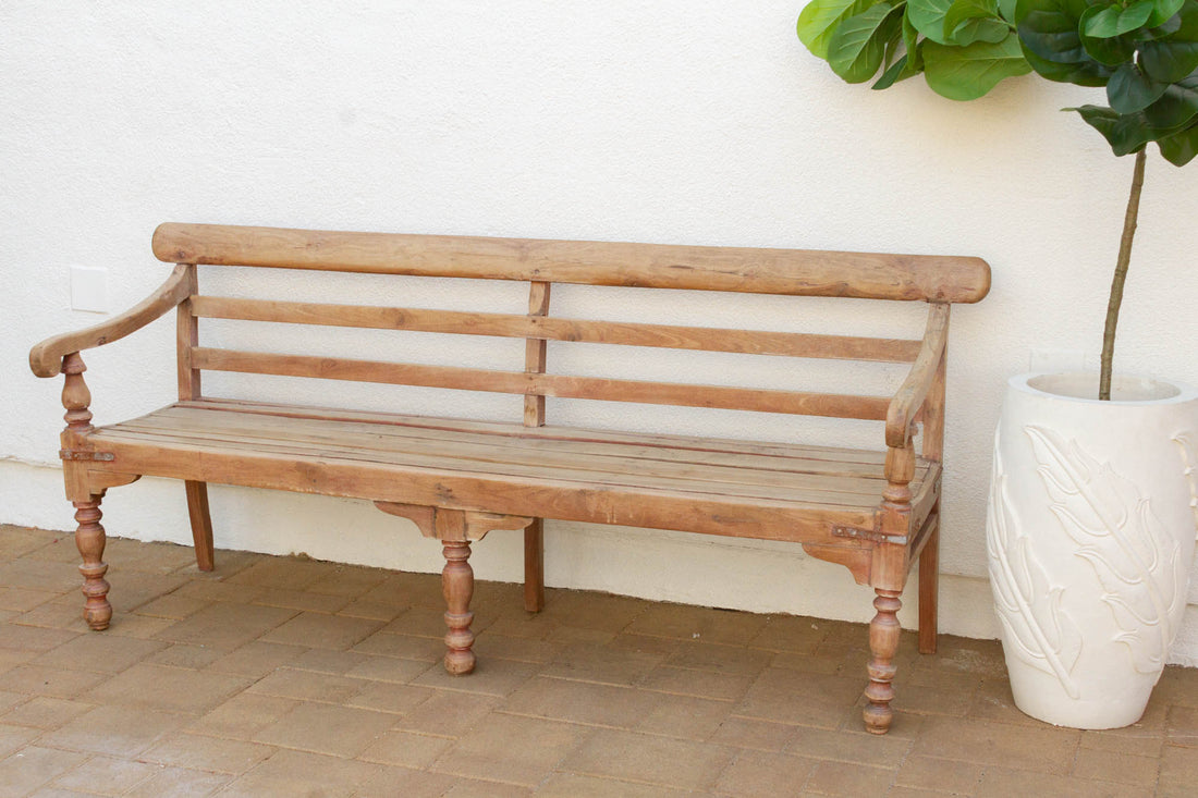 Bleached Teak Colonial Bench