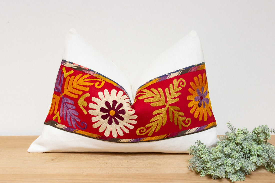 Hinna Antique Uzbek Suzani Linen Pillow