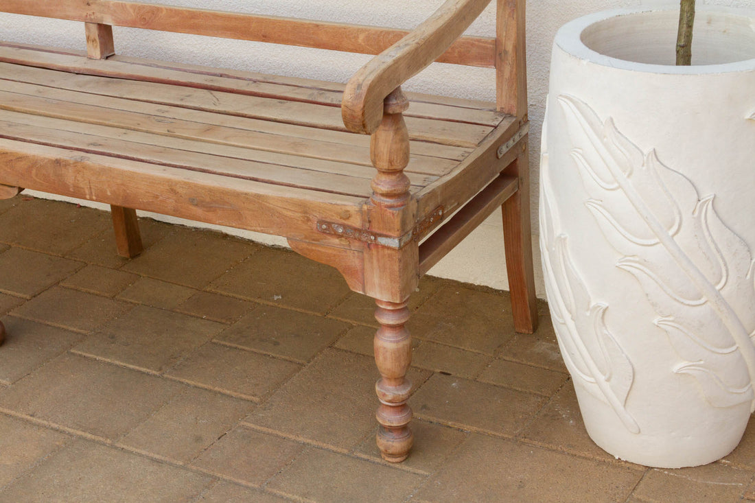 Bleached Teak Colonial Bench