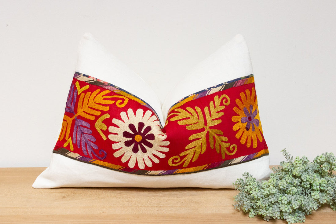 Hinna Antique Uzbek Suzani Linen Pillow