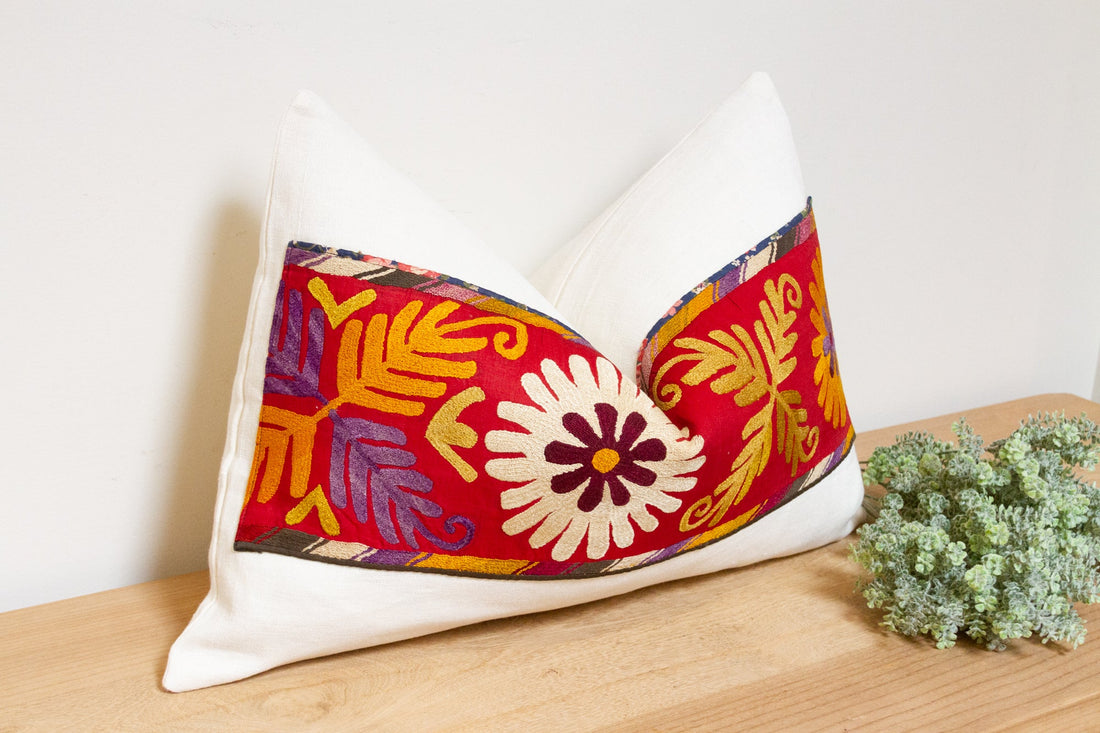 Hinna Antique Uzbek Suzani Linen Pillow