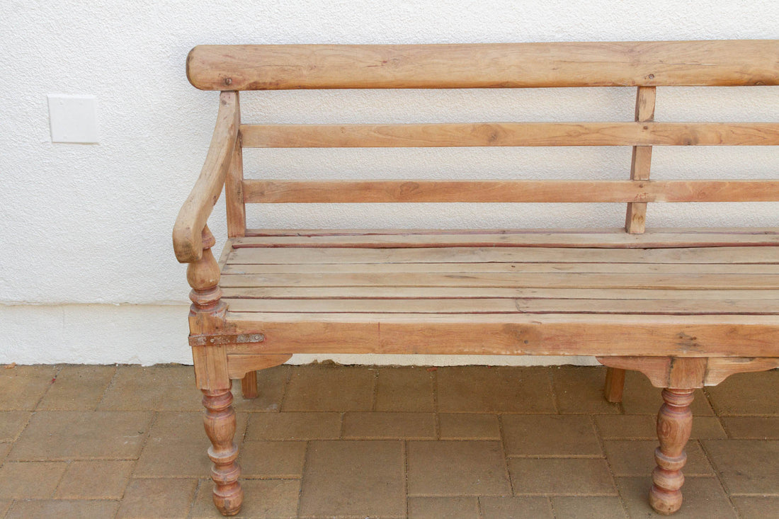 Bleached Teak Colonial Bench