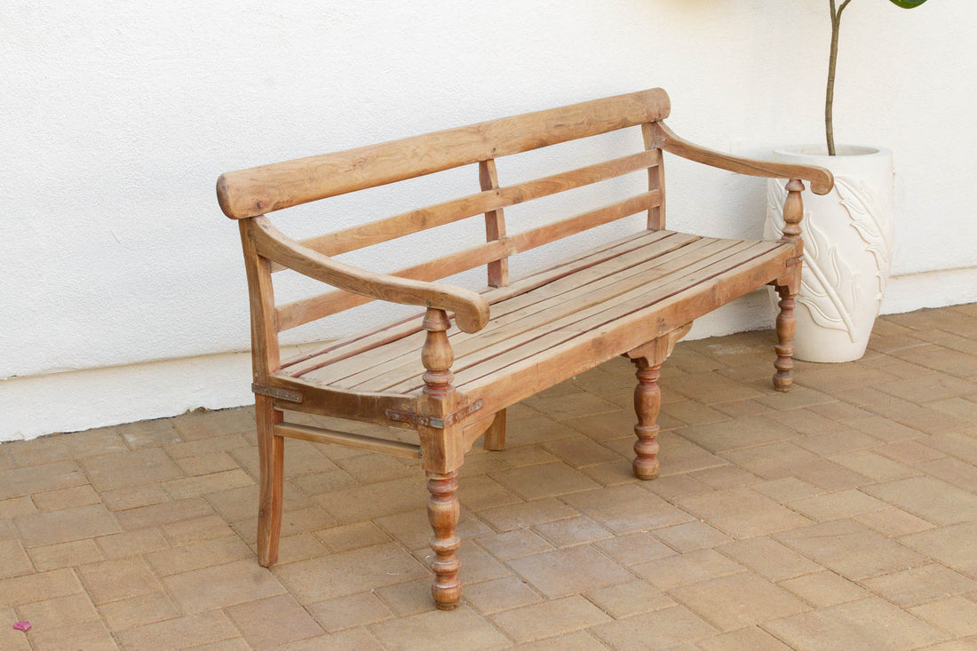 Bleached Teak Colonial Bench