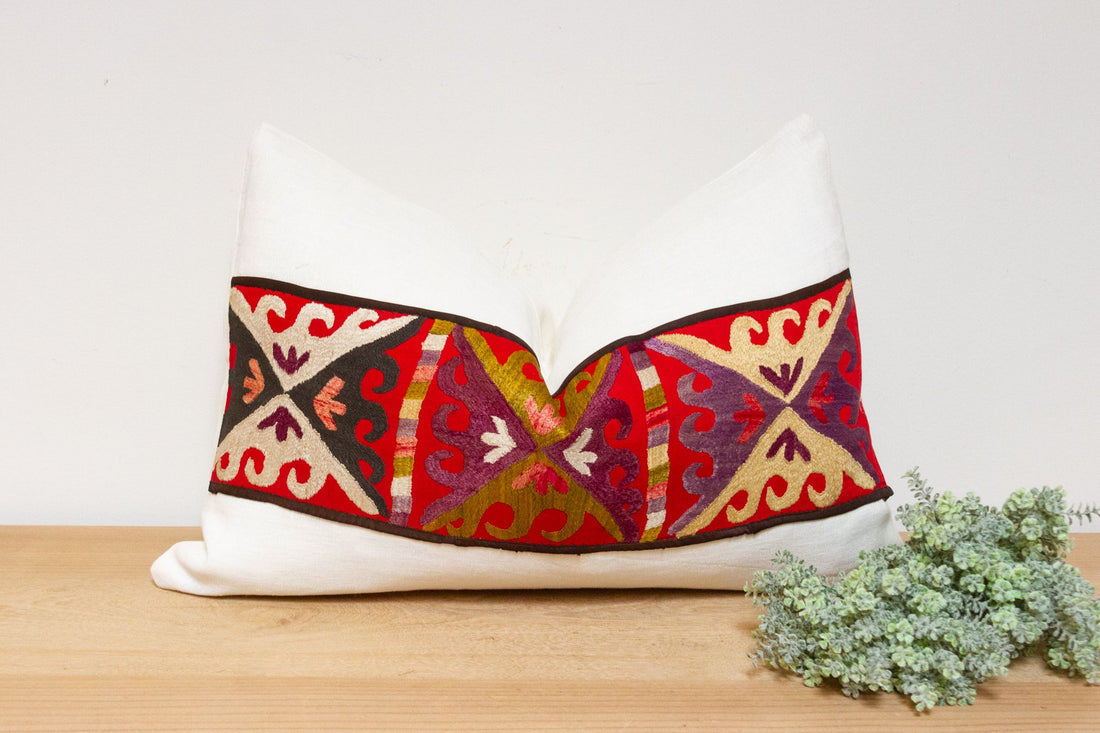 Liali Antique Uzbek Suzani Linen Pillow