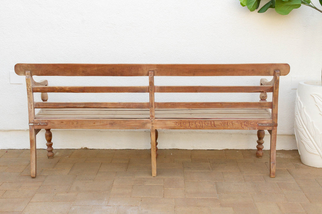 Bleached Teak Colonial Bench