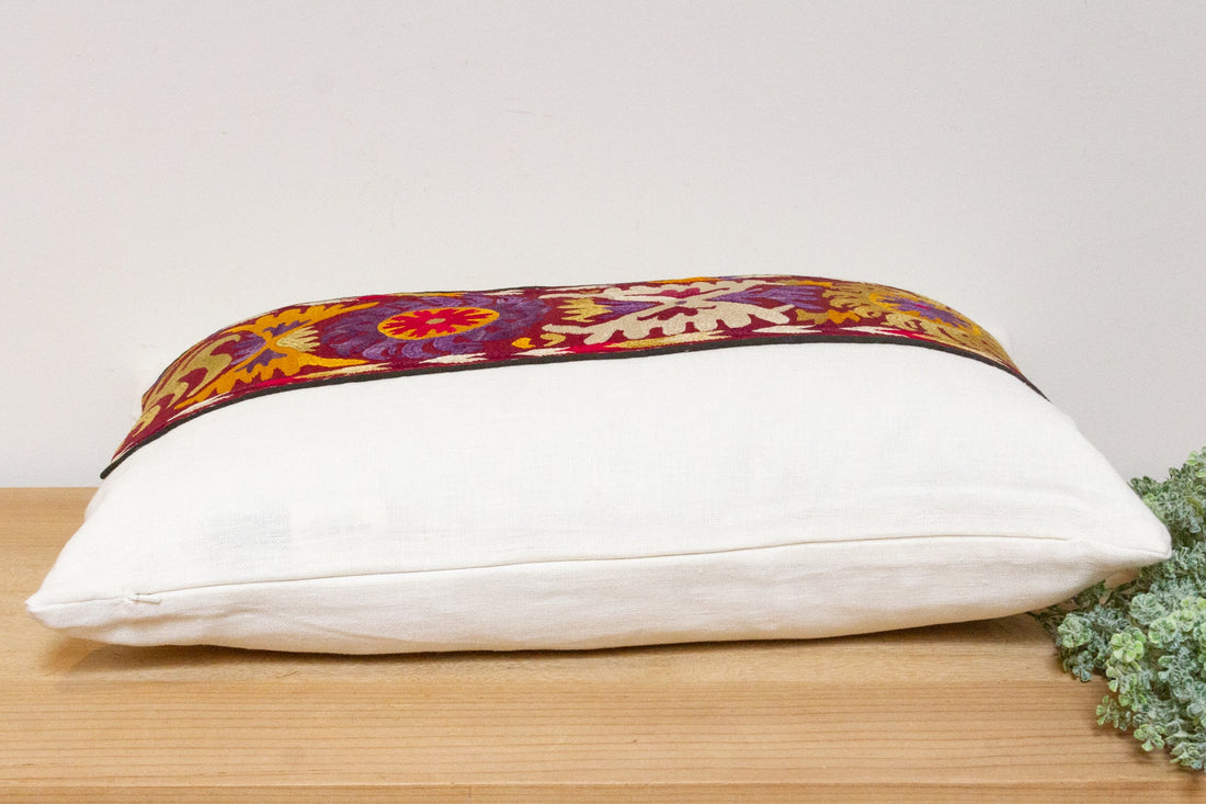 Saida Antique Uzbek Suzani Linen Pillow
