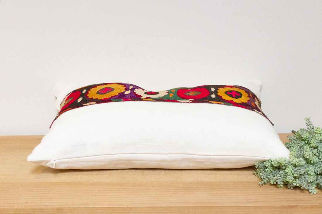 Lina Antique Uzbek Suzani Linen Pillow