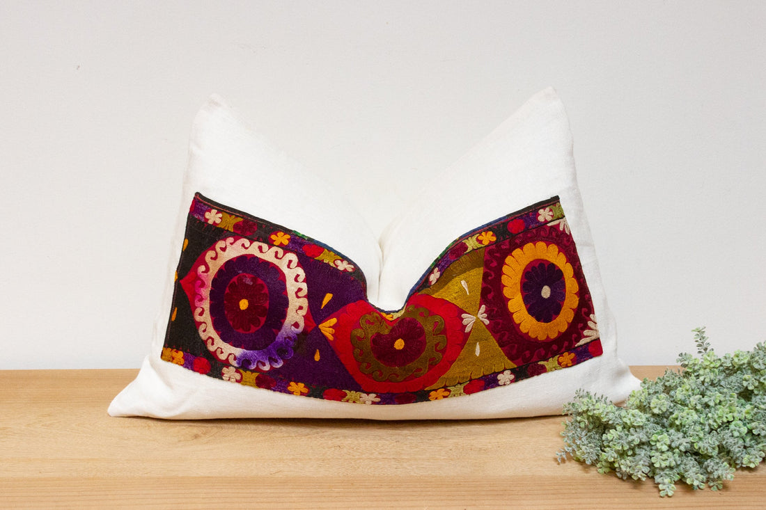 Samar Antique Uzbek Suzani Linen Pillow