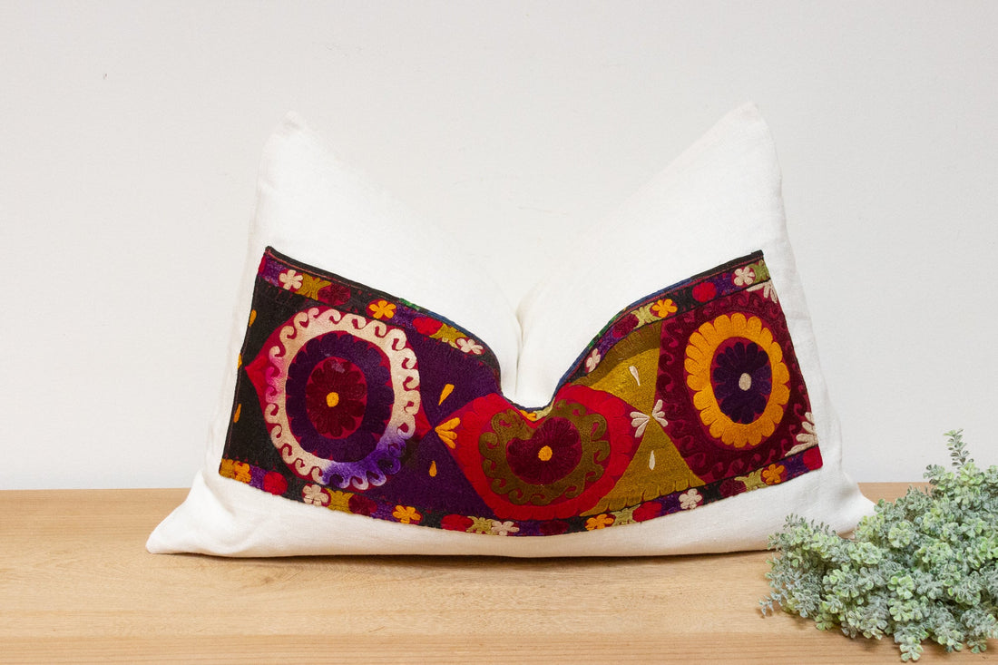 Samar Antique Uzbek Suzani Linen Pillow