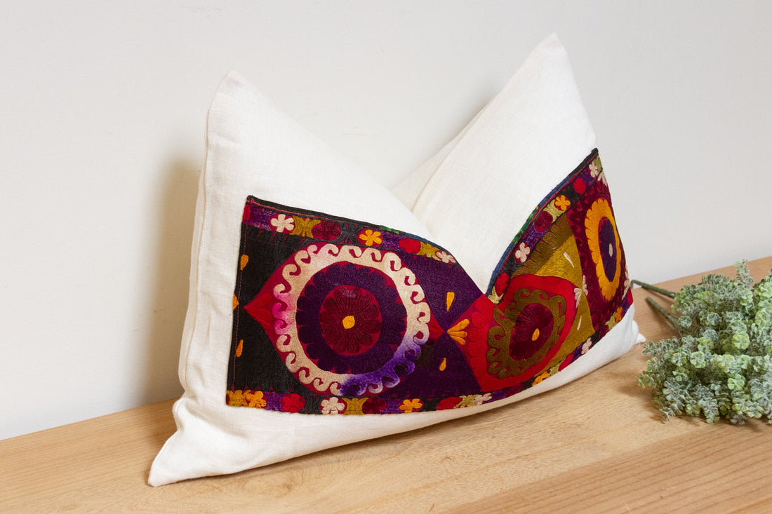 Samar Antique Uzbek Suzani Linen Pillow