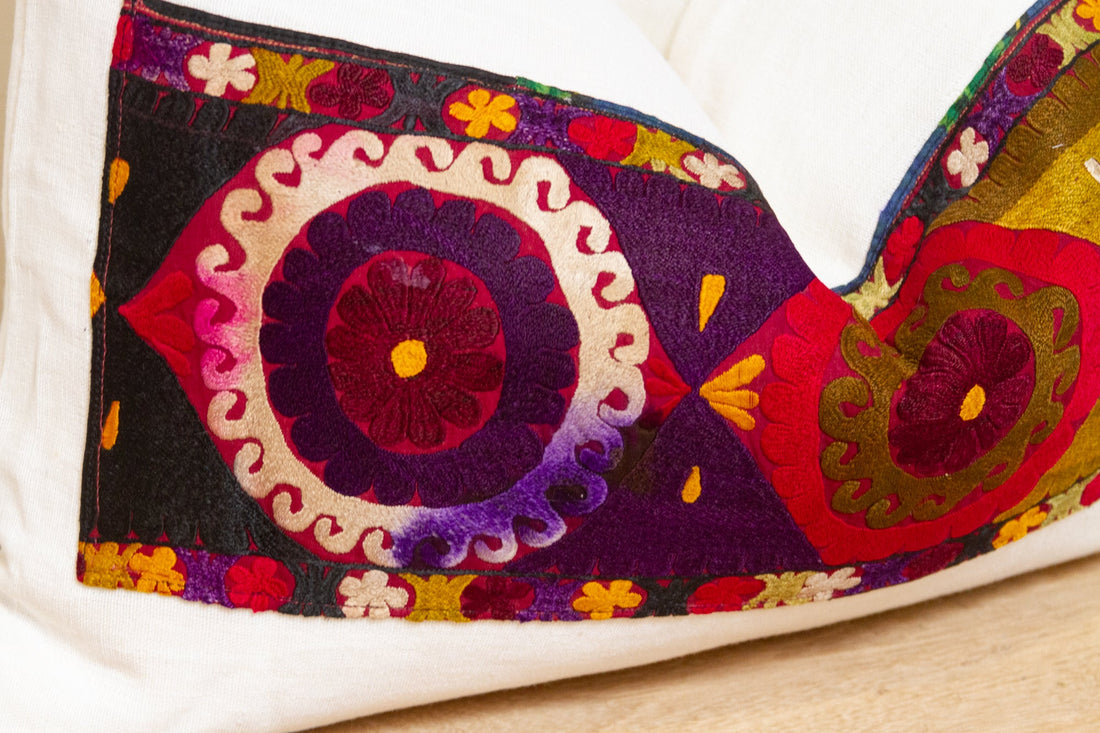 Samar Antique Uzbek Suzani Linen Pillow