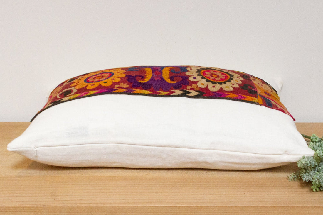 Aisha Antique Uzbek Suzani Linen Pillow