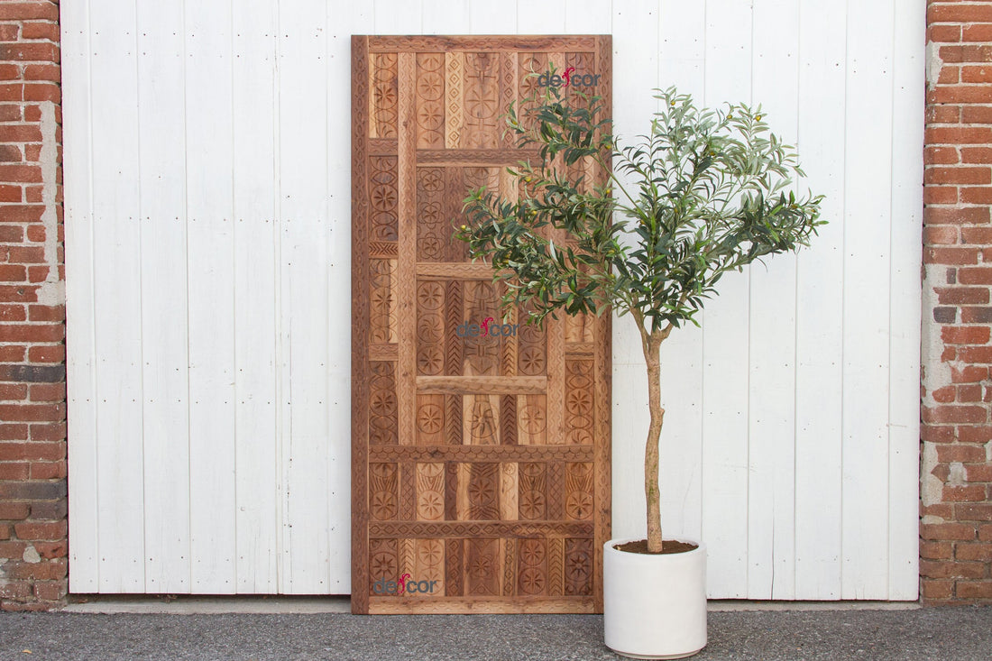 Reclaimed Teak Carved Spanish Paneled Door