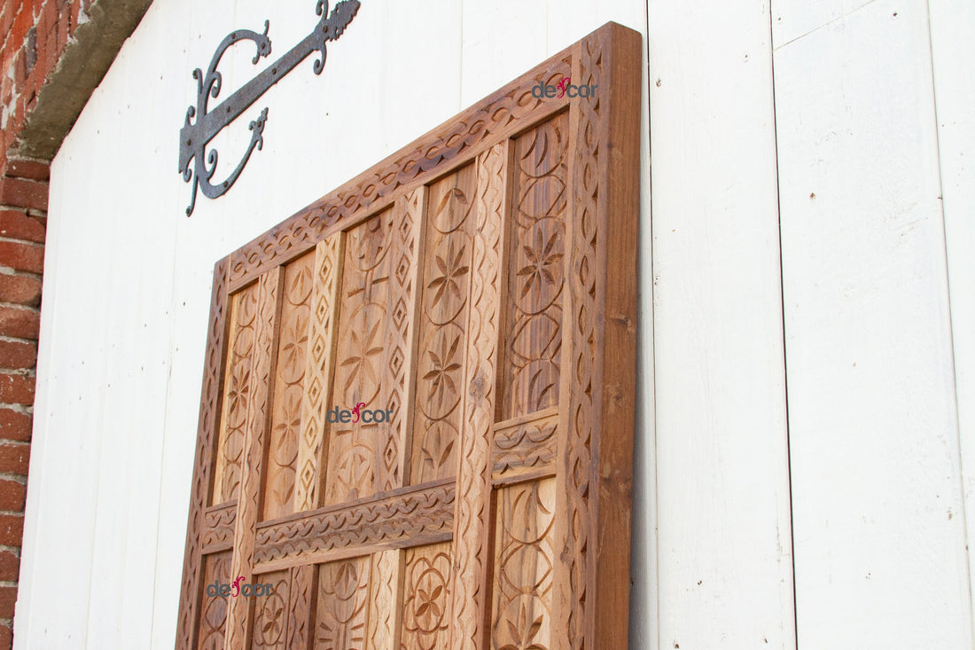 Reclaimed Teak Carved Spanish Paneled Door