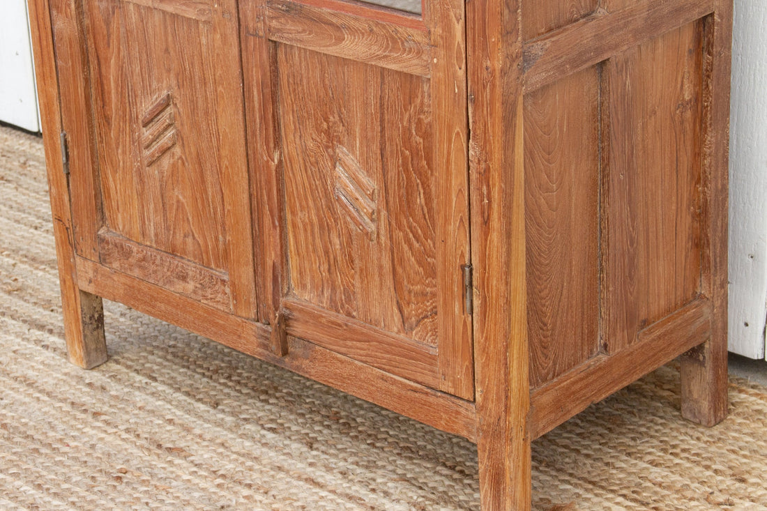 Vintage Teak Glass Kitchen Cabinet